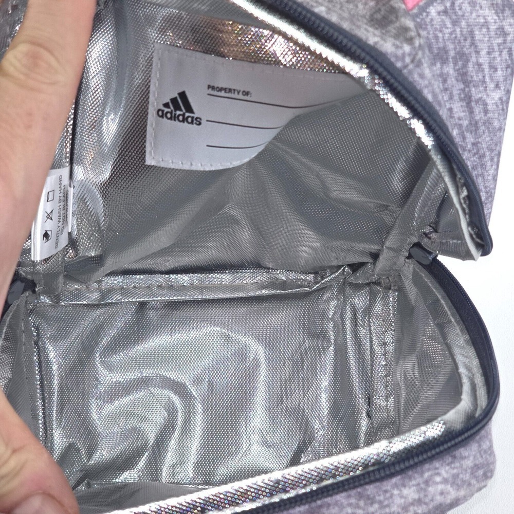 adidas Santiago‎ 2 Insulated Lunch Bag Gray Three Stripe Brand Full Zip Colorful - Picture 11 of 16
